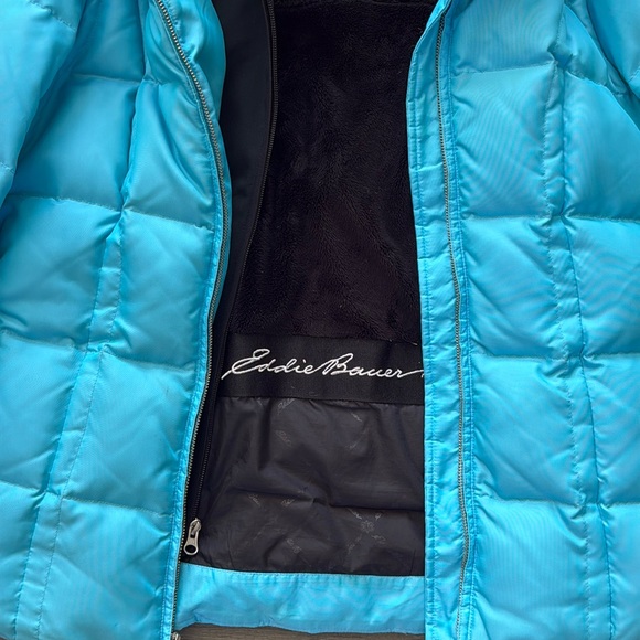 EDDIE BAUER Goose Down Turquoise Quilted  Puffer Ski Jacket w/Removable Insert-M - Picture 15 of 16